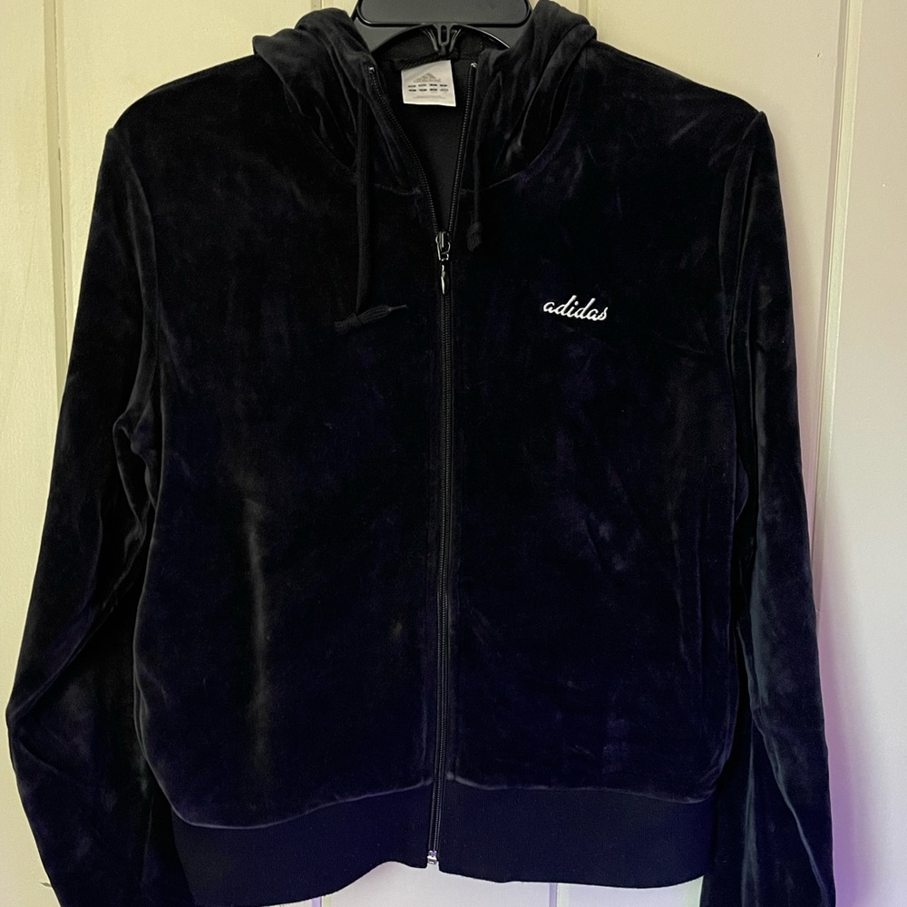 VINTAGE Y2K SUEDE VELOUR DARK PURPLE ADIDAS TRACK JACKET MEN'S SZ LRG